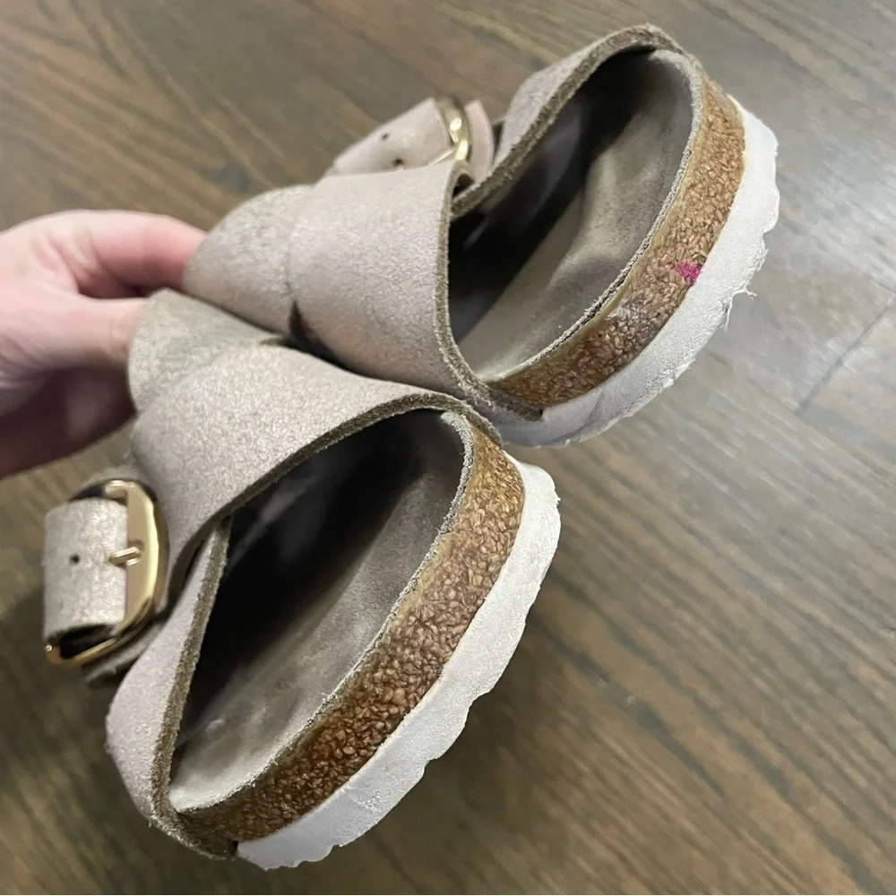 Birkenstock Siena big buckle washed metallic suede